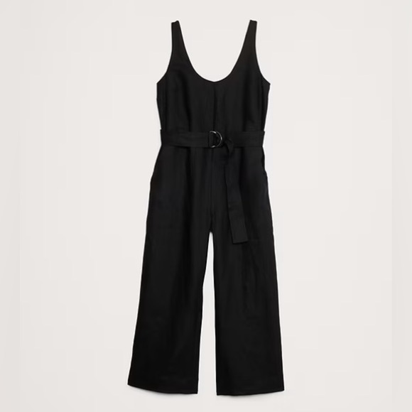 NWT! Banana Republic Black Linen Belted Wide-Leg Jumpsuit - Size 8 🦒 - Picture 4 of 5